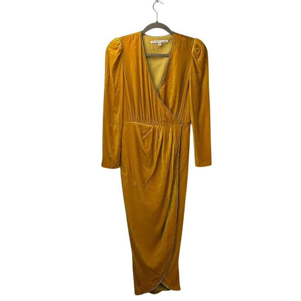 Veronica Beard Anthea Women's Size 0 Rayon/Silk Blend Yellow Wrap Dress